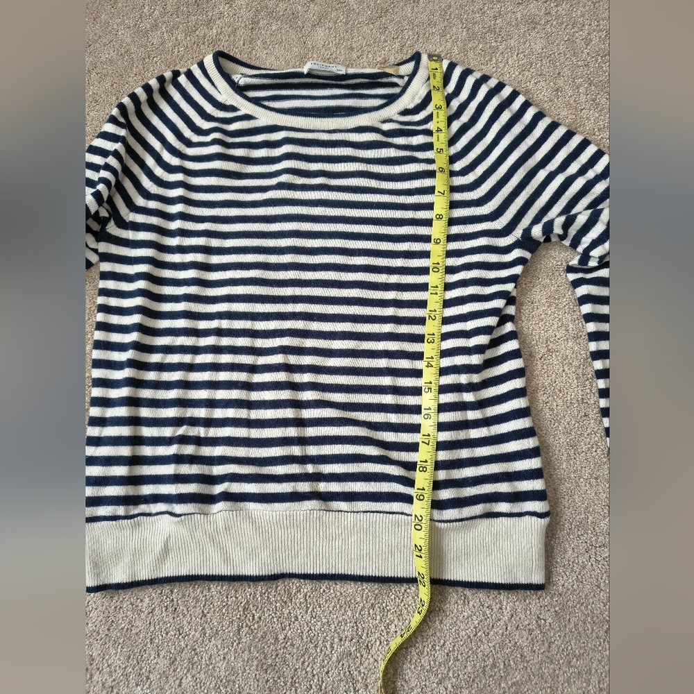 Equipment Navy and White Striped Mariniere Cotton Sweater Medium - Picture 6 of 10
